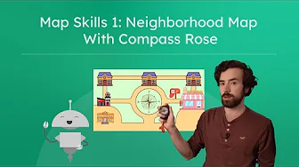Map Skills 1: Neighborhood Map With Compass Rose - Using a Compass on a Neighborhood Map