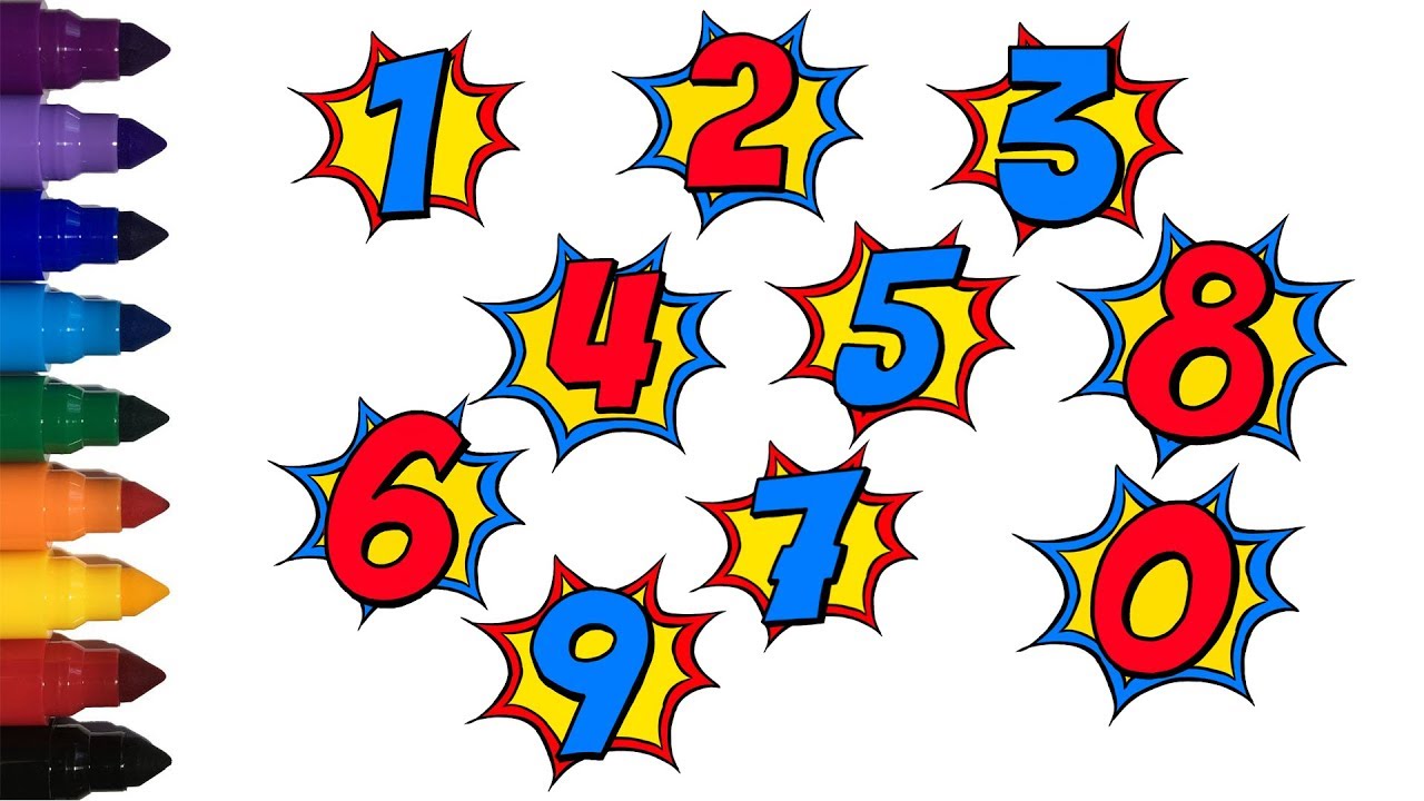 Learn numbers 0 to 9 for kids drawing and coloring numbers youtube