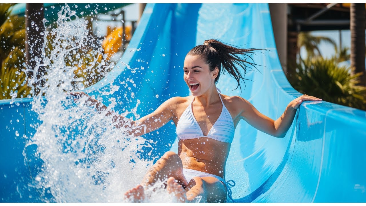 Summer Splash Fun | 4K Bikini Water Slide Adventure 💦☀️