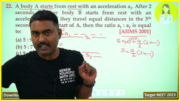 A body A starts from rest with an acceleration a1. After 2 seconds, another body B starts from rest