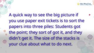 Smart & Fast Ways of Formative Assessment #1 Entry and Exit Slips