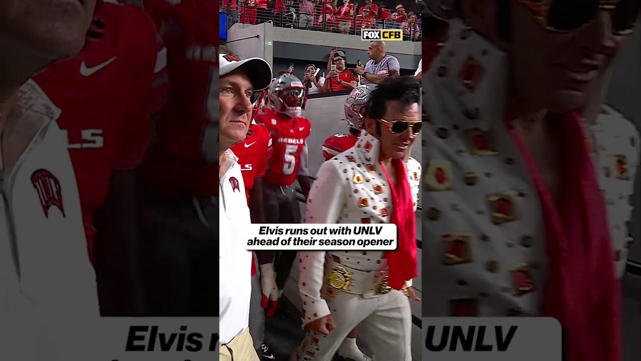 Elvis LEADS UNLV To Season Opener 🎸 #unlv #elvis #cfb #walkout #hype