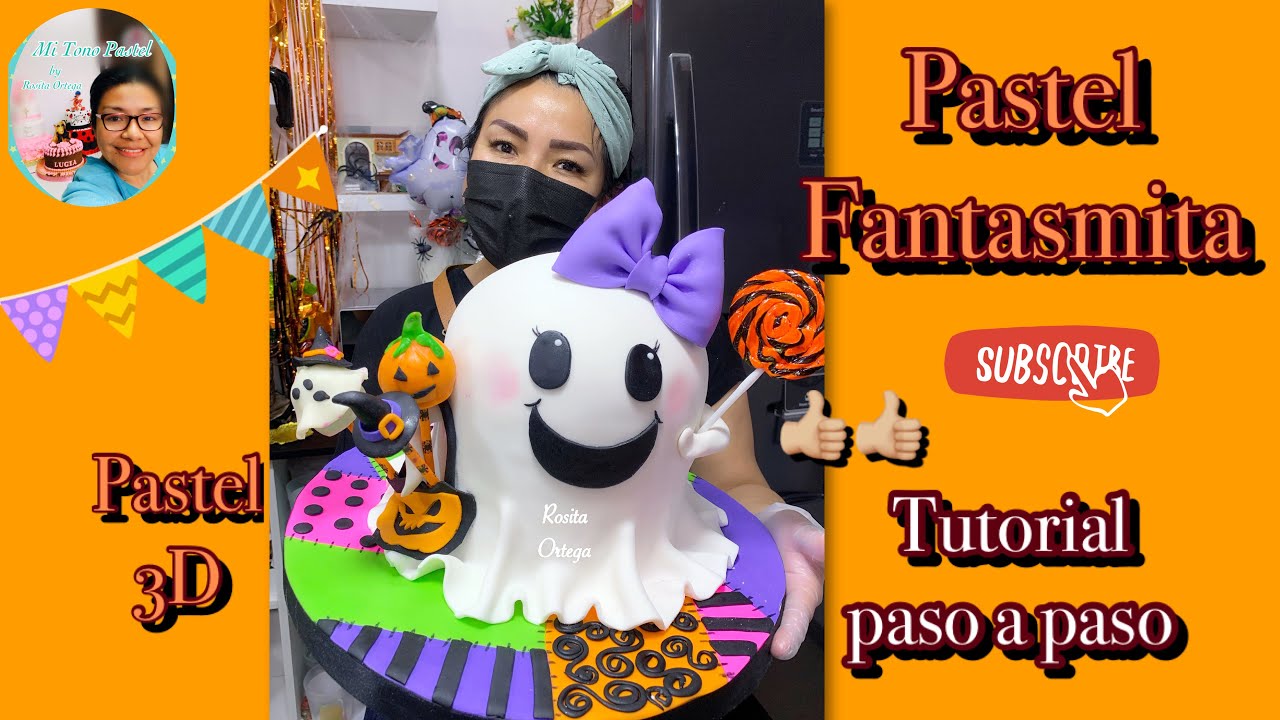 Fantasmita pastel 3D ( Tutorial Decoración paso a paso) 👍🏼👍🏼👍🏼🇵🇪🎃