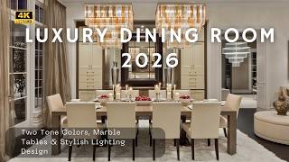 Neutral Two Tone Colors, Marble Tables & Stylish Lighting Design | Luxury Dining Room 2026 screenshot 3