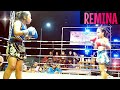 REMINA vs Prew praw1!ムエタイเรมินะจะต้านอยู่ไม่อยู่แบกน้ำหนัก7ก.ก.Girls muaythai fight!【7kg差】