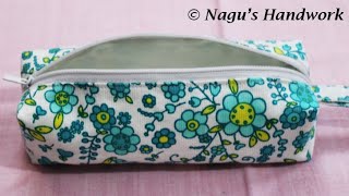 Pencil Pouch making at home/Pencil Pouch with cloth/How to sew a Pencil Case/Zipper Pouch/Purse