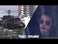 Tom Cruise lands his helicopter at London Heliport
