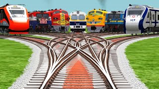 VANDE BHARAT EXPRESS RUN AT BUMPY CURVES RAILROAD TRACKS | Back To Back railroad crossing/#railworks screenshot 4