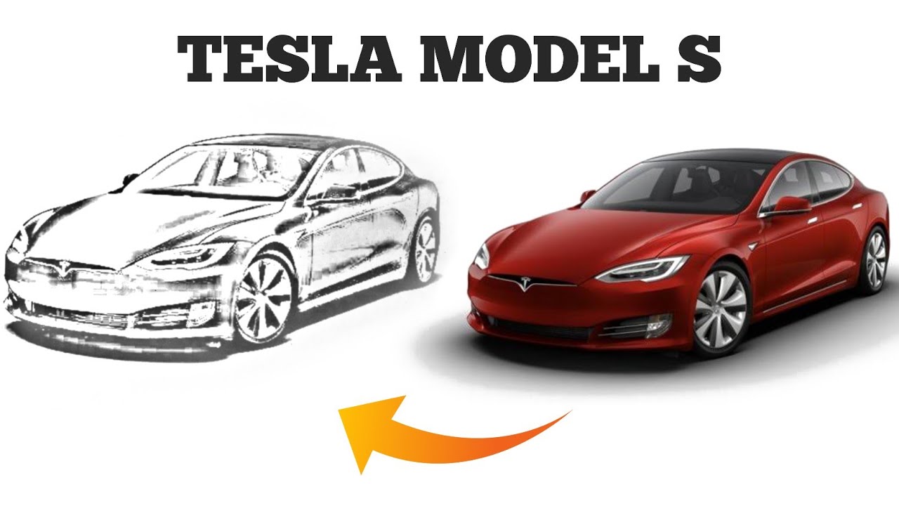 Tesla Model S Car Drawing TESLA Electric car drawing very easy draw by shadow art YouTube