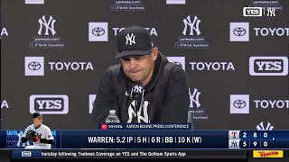 Aaron Boone on Will Warren's recent execution