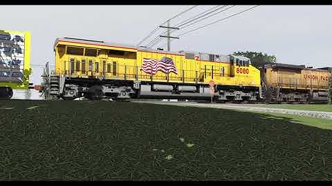 Trainz 2022 UP Manifest on a rainy day