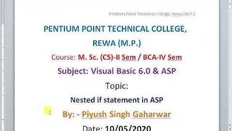 Online class on ASP by piyush singh PPTC Rewa