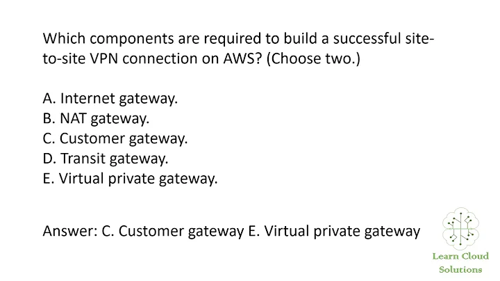 AWS Cloud Practitioner Exam Question   Creating a Site to Site VPN on AWS