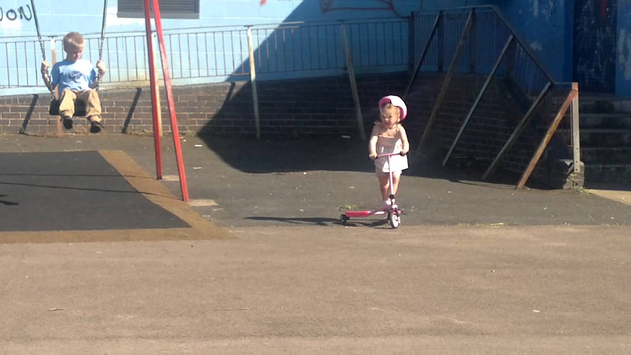 young girl has flicker scooter accident YouTube