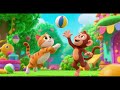 Cat and Monkey Catch the Ball Nursery Rhyme Kids Song
