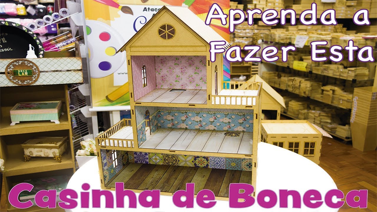 Casinha De Bonecas Barbie Adesivada Madeira Mdf Com Moveis em