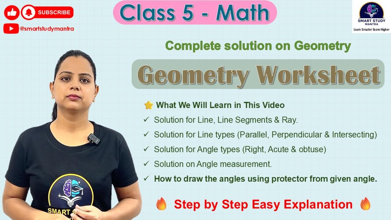 Geometry Worksheet for Class 5 | How to draw Angle using Protector # ...
