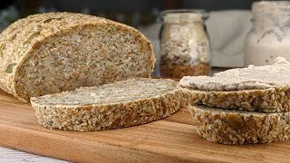 Seed bread: flourfree, yeastfree and eggsfree! Protein bread! 5 min of preparation!