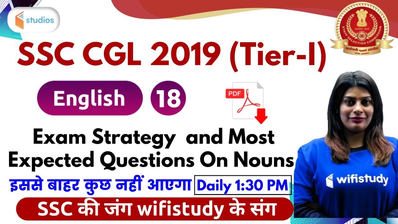 1:30 PM - SSC CGL 2019 (Tier-I) | English by Akanksha Ma'am | Most expected Questions On Nouns