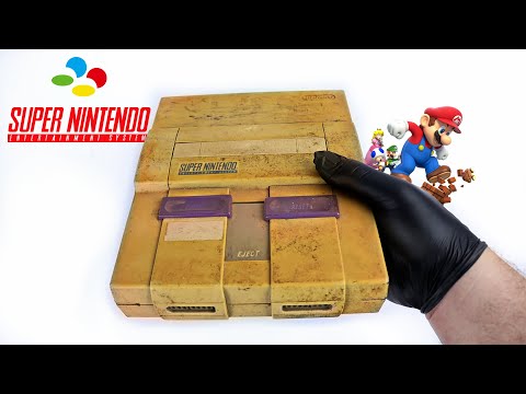 Видео: Восстановление сломанной и пожелтевшей Nintendo SNES - Восстановление и ремонт ретро-консоли - ASMR