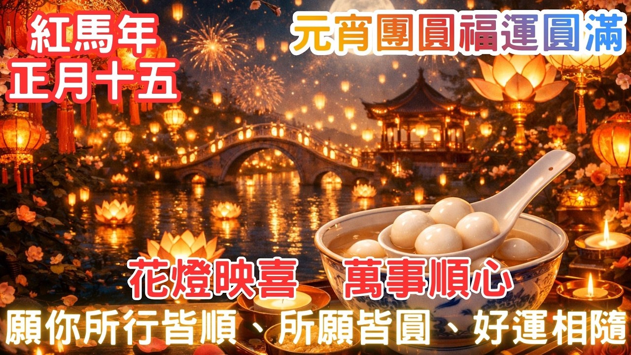 【紅馬年正月十五】元宵團圓福運圓滿｜花燈映喜 ，萬事順心｜願你所行皆順、所願皆圓、好運相隨