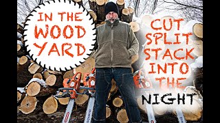 Firewood Splitting and Stacking - Working into the night with a Fiskars X27