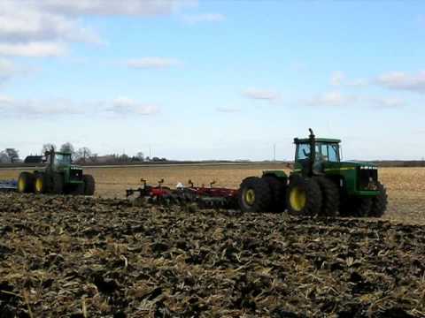 Pair of John Deere 9400 Tractors Pulling Rippers