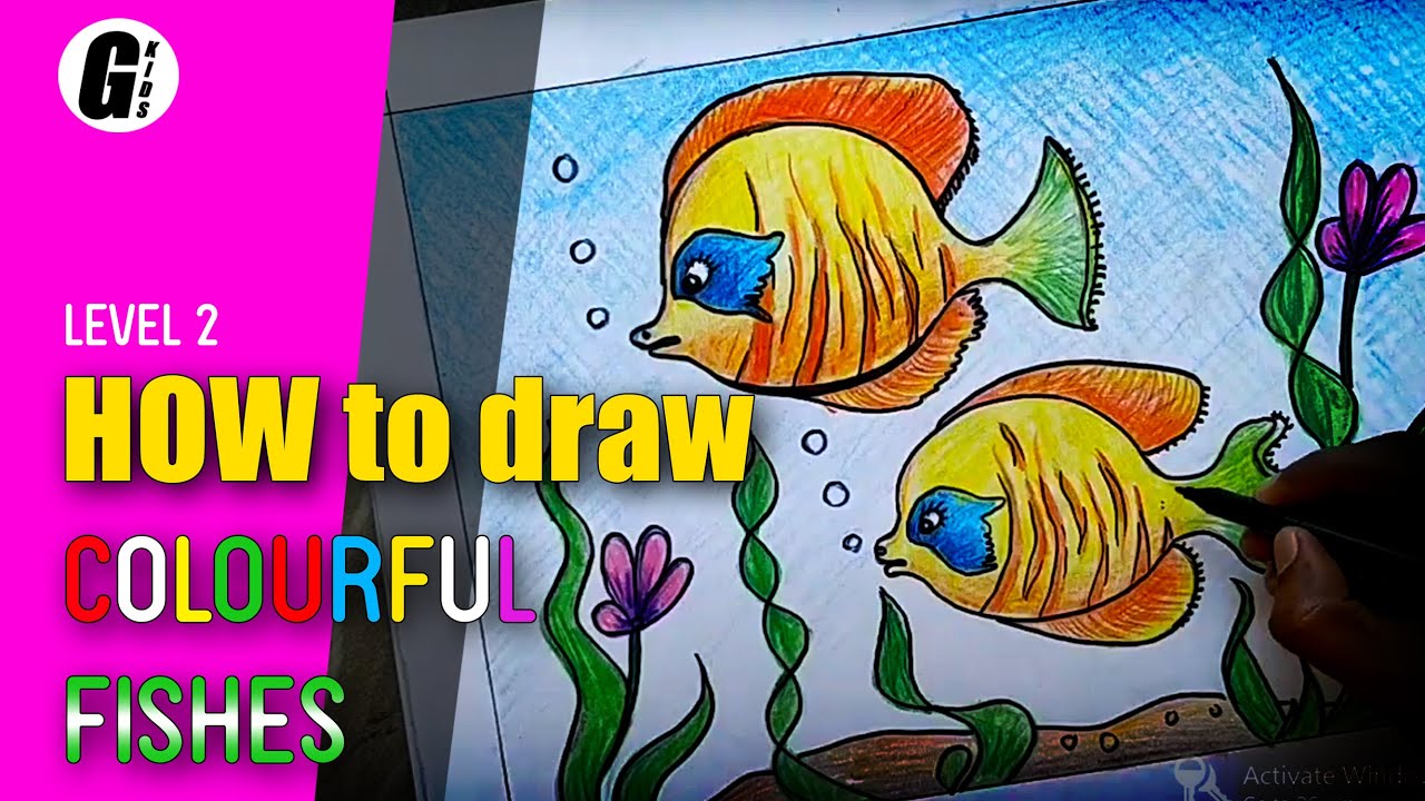 How to draw a fish with Coloring - YouTube