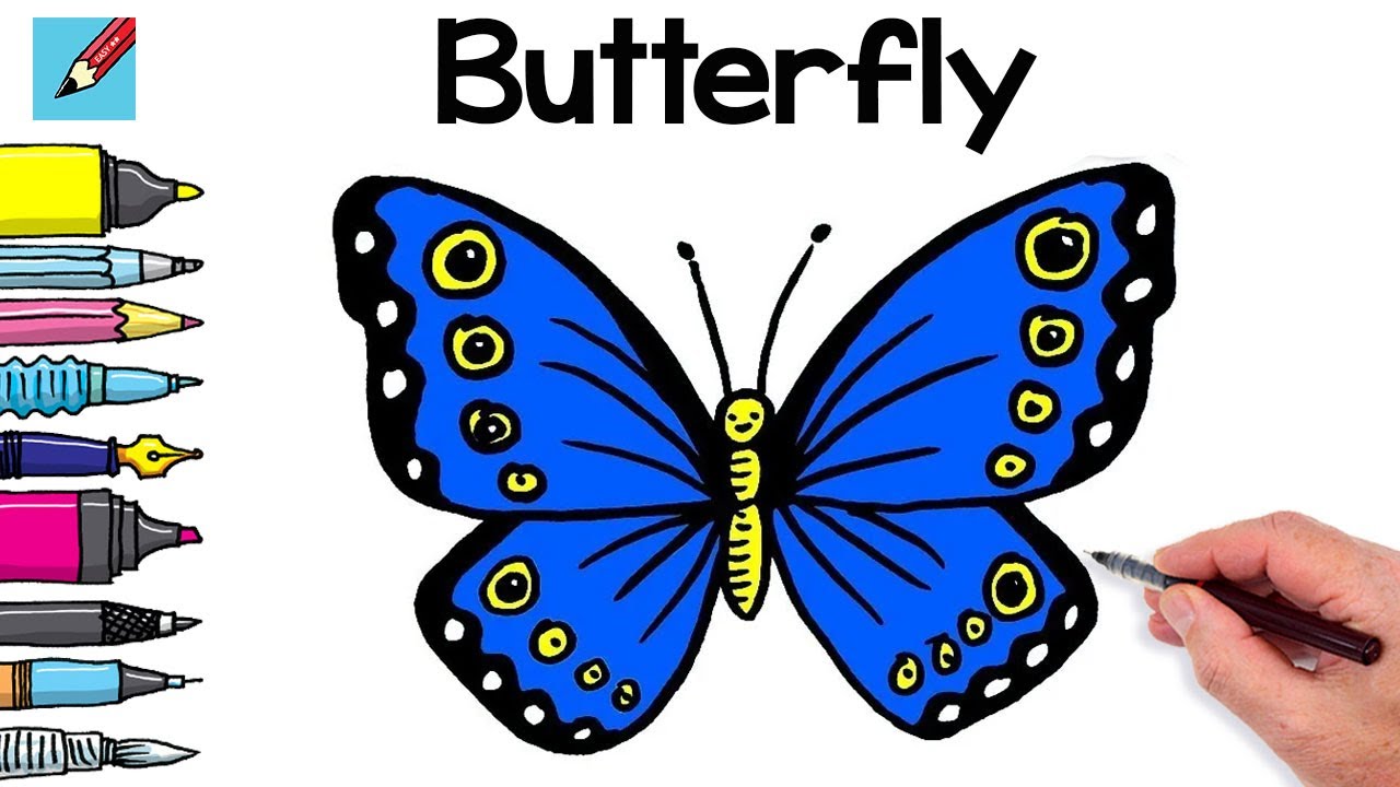 How to draw a butterfly real easy  Step by Step with Easy - Spoken  Instructions 