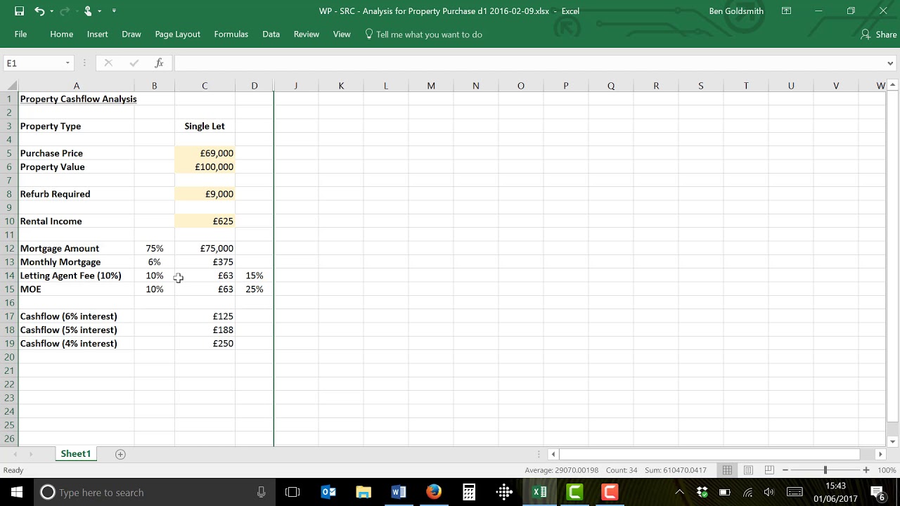Deal Analysis Part 1 - Cashflow