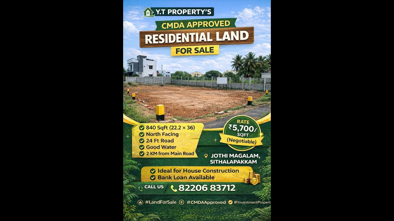 Id 359 sithalapakkam cmda approved 840 sq ft north facing layout good property for sale