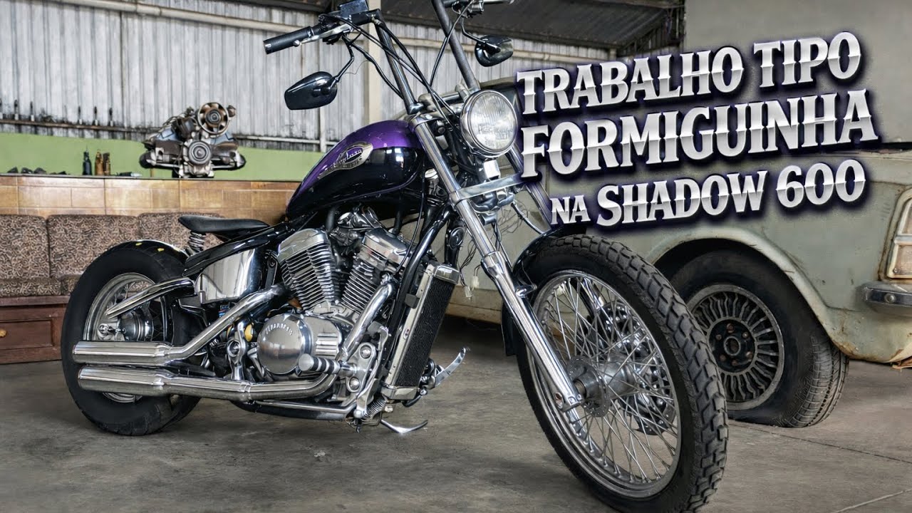 Trabalho de formiguinha na Shadow 600 ficando insana! #ProjetoMoto #BobberStyle #custom 