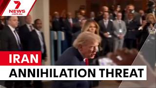 Trump threatens Iran annihilation at UN General Assembly | 7NEWS