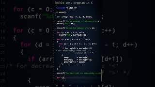 bubble🧼 sort in one dimension programming in C #pravarti01