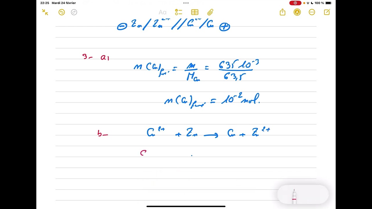 pile electrochimique exercice 1