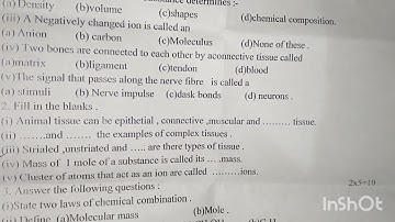DAV 3rd periodic test Class 9 Science questions paper 2022-23