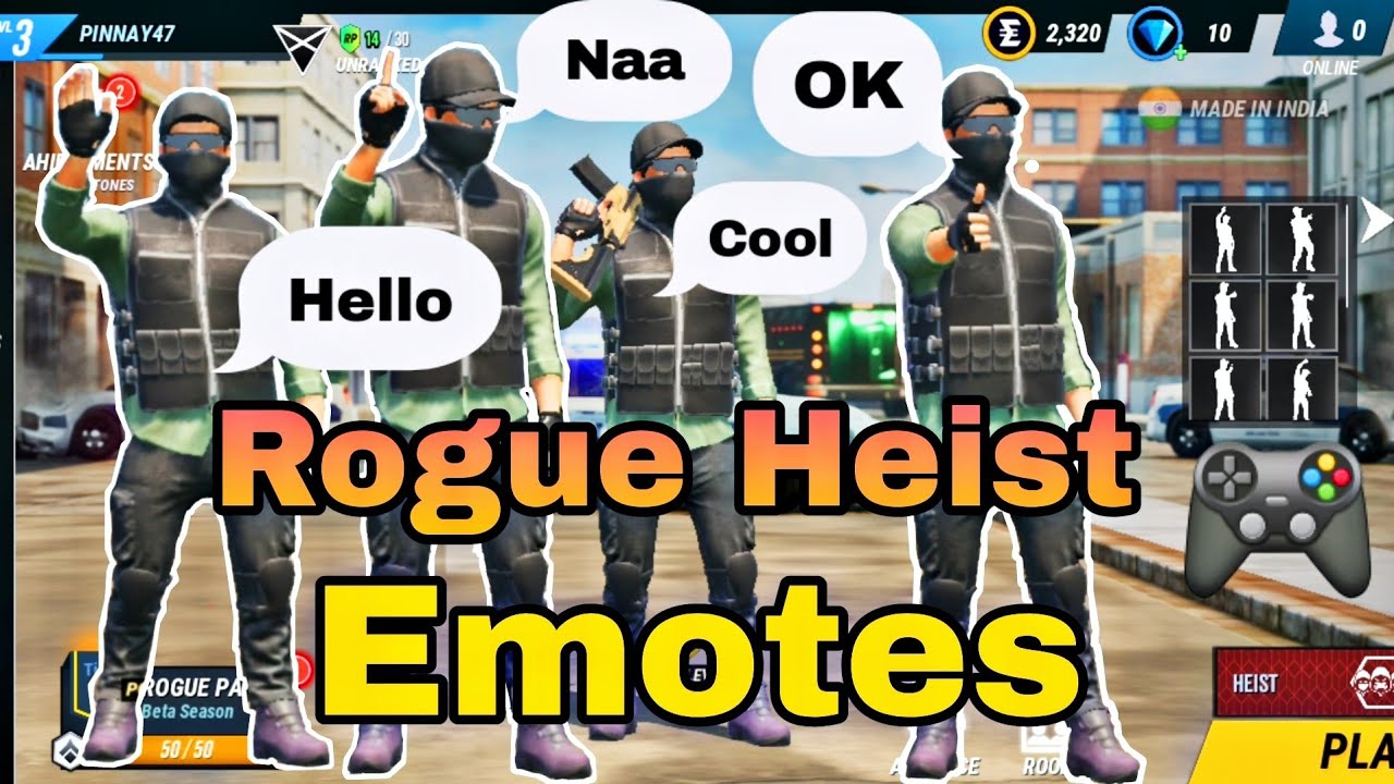 Rogue Heist Emotes 👌 in dashboard 