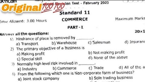 11th Commerce Second Revision Exam Question Paper 2023|11th Commerce Revision Exam 2023|