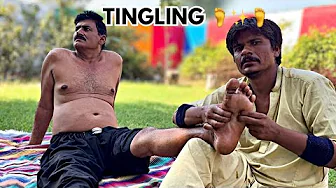 ASMR FEET TICKLISH MASSAGE MEN BY STREET BARBER | FOOT REFLEXOLOGY | LEG MASSAGE DEEP RELAX & SLEEP