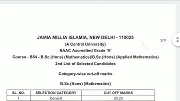 Jamia B.sc hons mathematics (applied mathematics) 2nd list of selected candidates / 2020