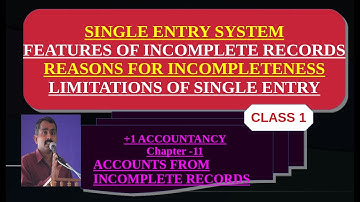 ACCOUNTS FROM INCOMPLETE RECORDS | +1 ACCOUNTANCY | SINGLE ENTRY SYSTEM