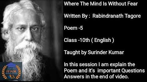 Where The Mind Is Without Fear class-10th Englsih Poem PSEB NCERT and others board