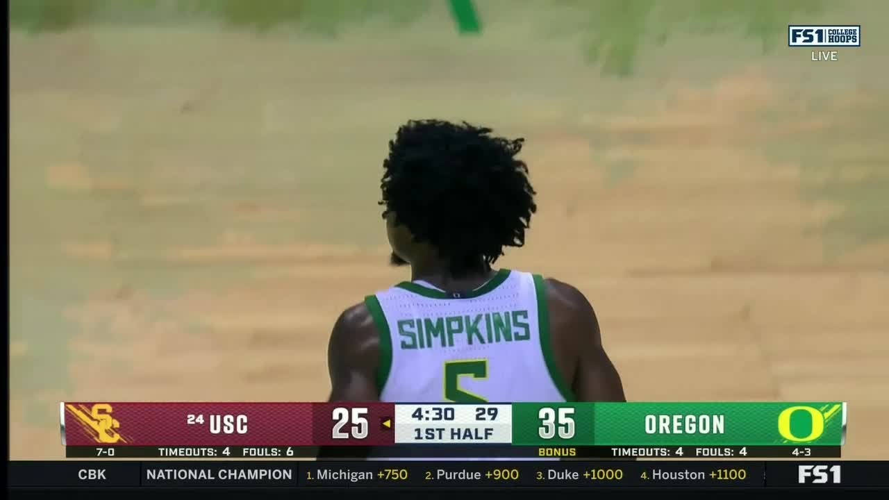 Takai Simpkins FIVE TRIPLES IN A ROW vs. USC | Oregon Basketball