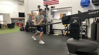 Proteus split stance high low chop (over front leg)