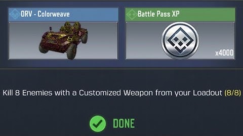 Call Of Duty Mobile Kill 8 Enemies with a Customized Weapon from your Loadout Task Complete