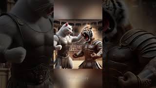 Warrior Cat And Tiger In The Colosseum 