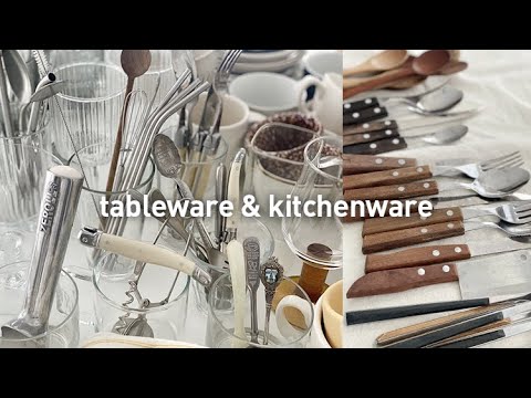 Vlog | 자취 15년차, 나의 tableware & kitchenware | 빈티지 그릇, 컵, 우드도마, 키친크로스 등 찐템 소개 [구독자요청]