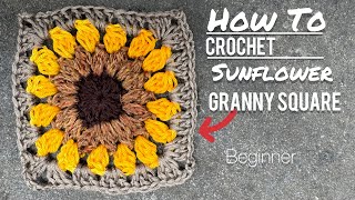 Crochet Sunburst Sunflower / beginners / Granny SquareTutorial / crochetlyn