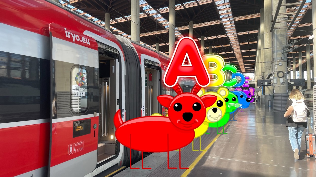 ABC Colorful Train Baby Animals Song 1 🌈🚂🐻 | ABC, Colors, Baby Animals & Train for Babies!