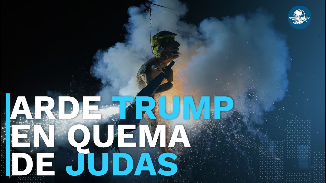 Queman figura de Trump por Sábado de Gloria en Merced Balbuena